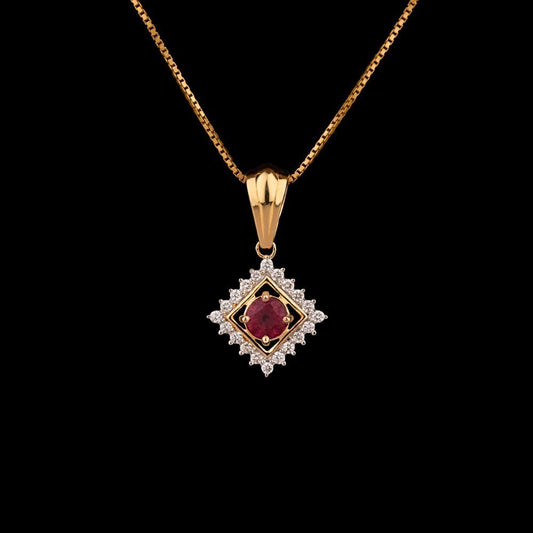 14K Yellow Gold Diamond Pendant - 0.27ct VS-GH with Colour Stones