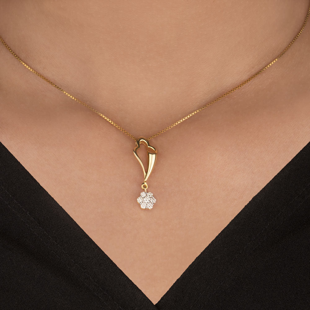 14K Yellow Gold Diamond Pendant - 0.27ct SI-IJ