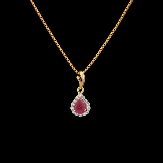 14K Yellow Gold Diamond Pendant - 0.12ct SI-GH with Colour Stones