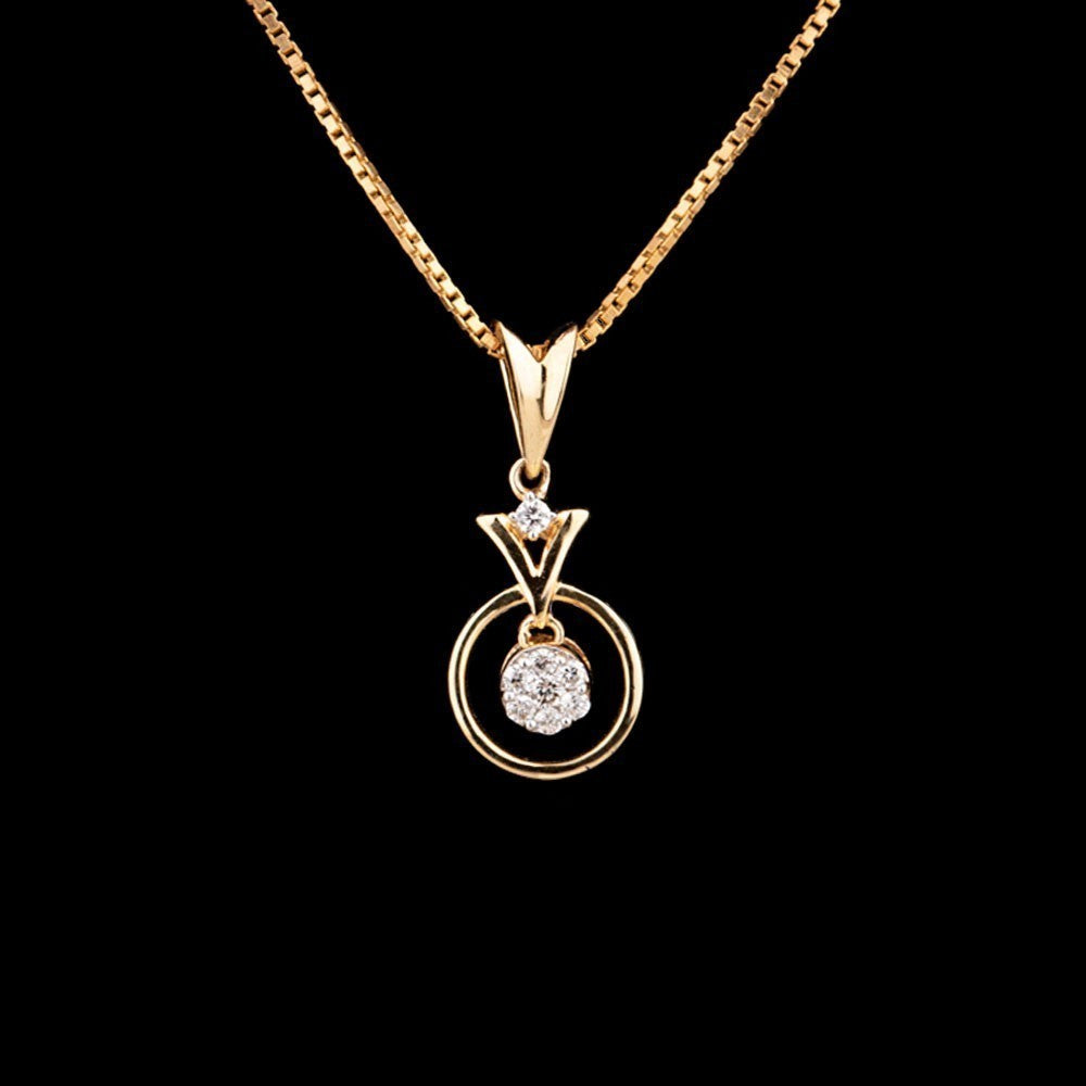 14K Yellow Gold Diamond Pendant - 0.1ct SI-IJ