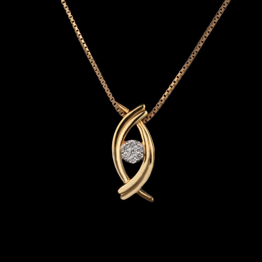 14K Yellow Gold Diamond Pendant - 0.09ct SI-IJ