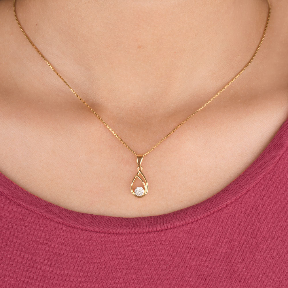 14K Yellow Gold Diamond Pendant - 0.1ct SI-IJ