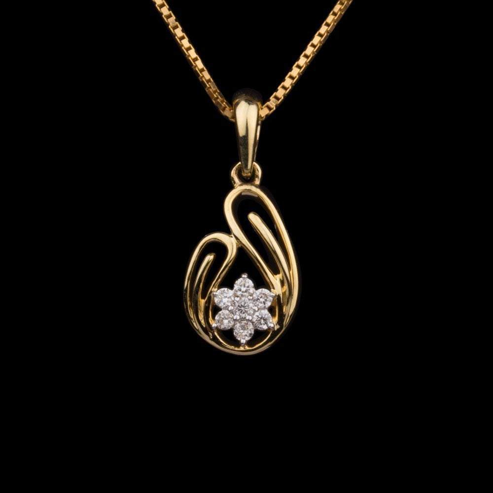 14K Yellow Gold Diamond Pendant - 0.13ct SI-IJ
