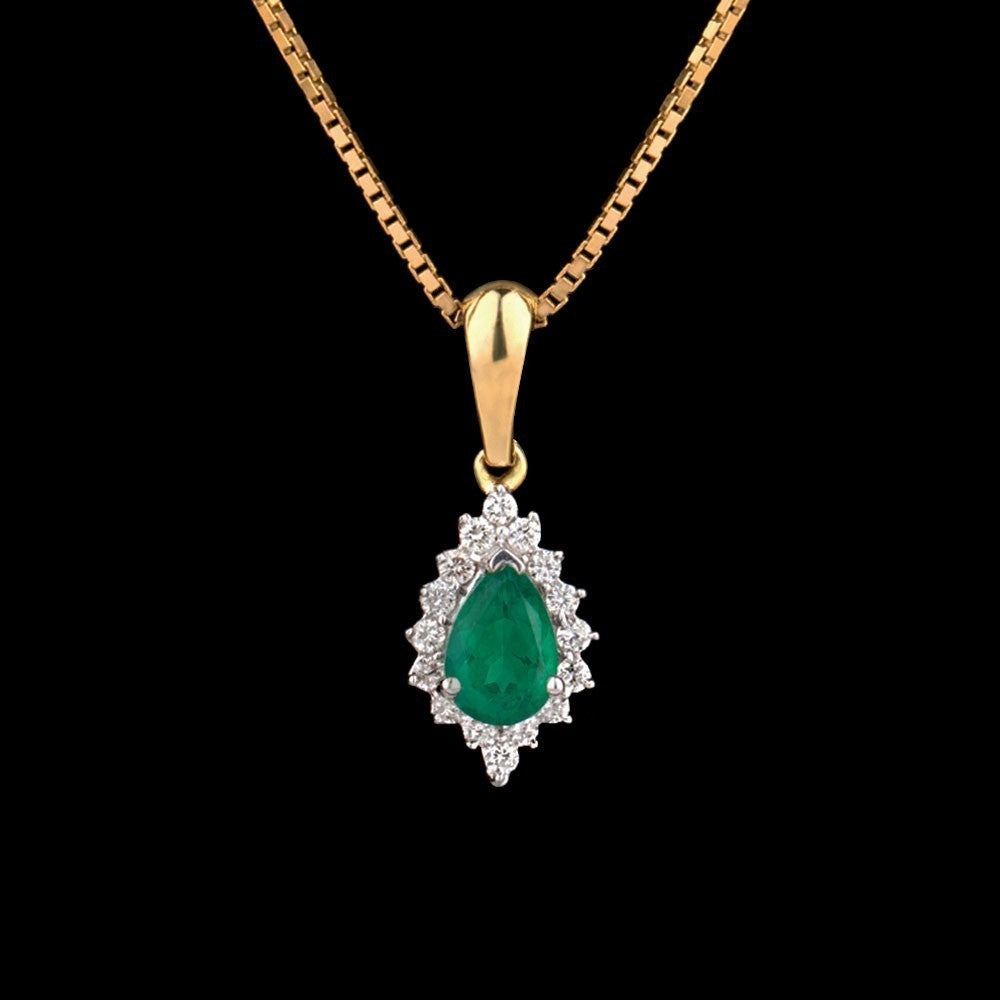 14K Yellow Gold Diamond Pendant - 0.15ct SI-IJ with Colour Stones