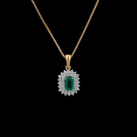 14K Yellow Gold Diamond Pendant - 0.36ct VS-GH with Colour Stones