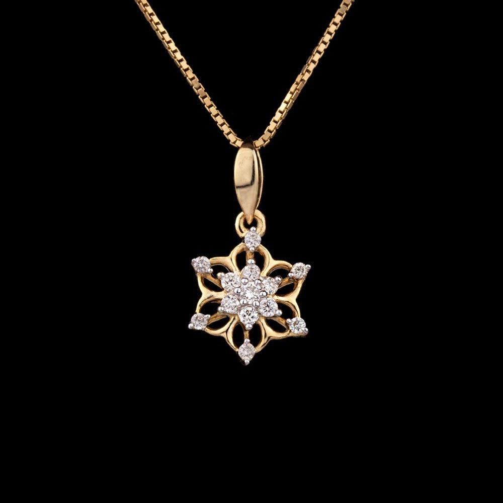 14K Yellow Gold Diamond Pendant - 0.13ct SI-IJ