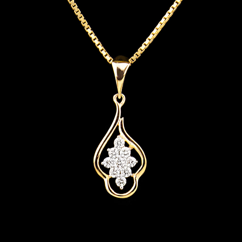 14K Yellow Gold Diamond Pendant - 0.2ct SI-GH