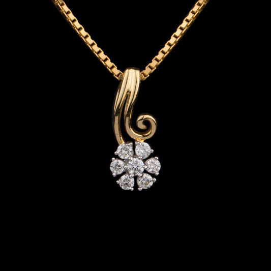 14K Yellow Gold Diamond Pendant - 0.12ct VS-GH