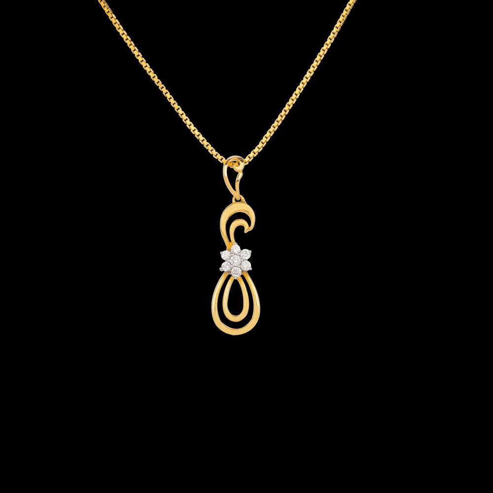 14K Yellow Gold Diamond Pendant - 0.11ct SI-IJ