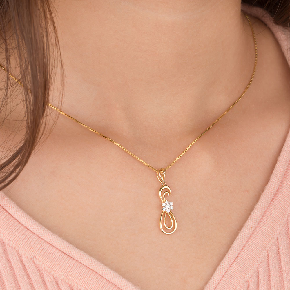 14K Yellow Gold Diamond Pendant - 0.11ct SI-IJ