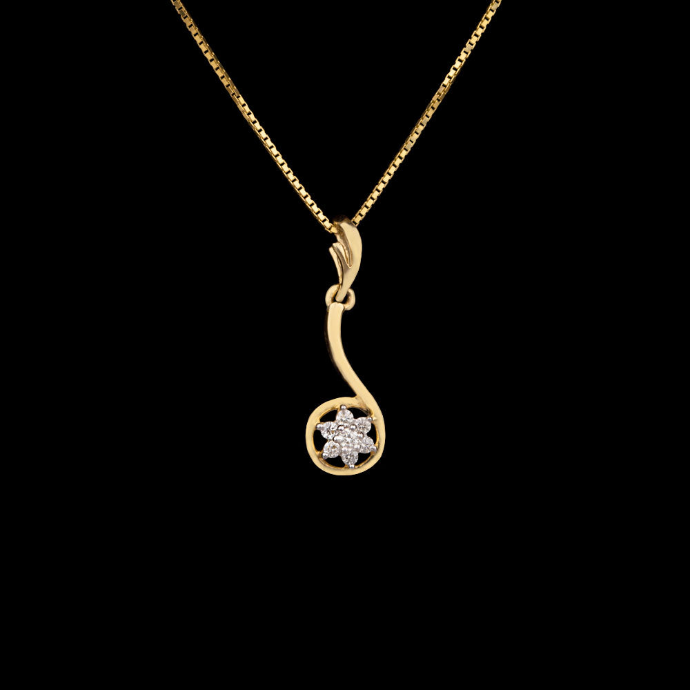18K Yellow Gold Diamond Pendant - 0.09ct VVS-VS-GH