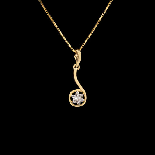 18K Yellow Gold Diamond Pendant - 0.09ct VVS-VS-GH