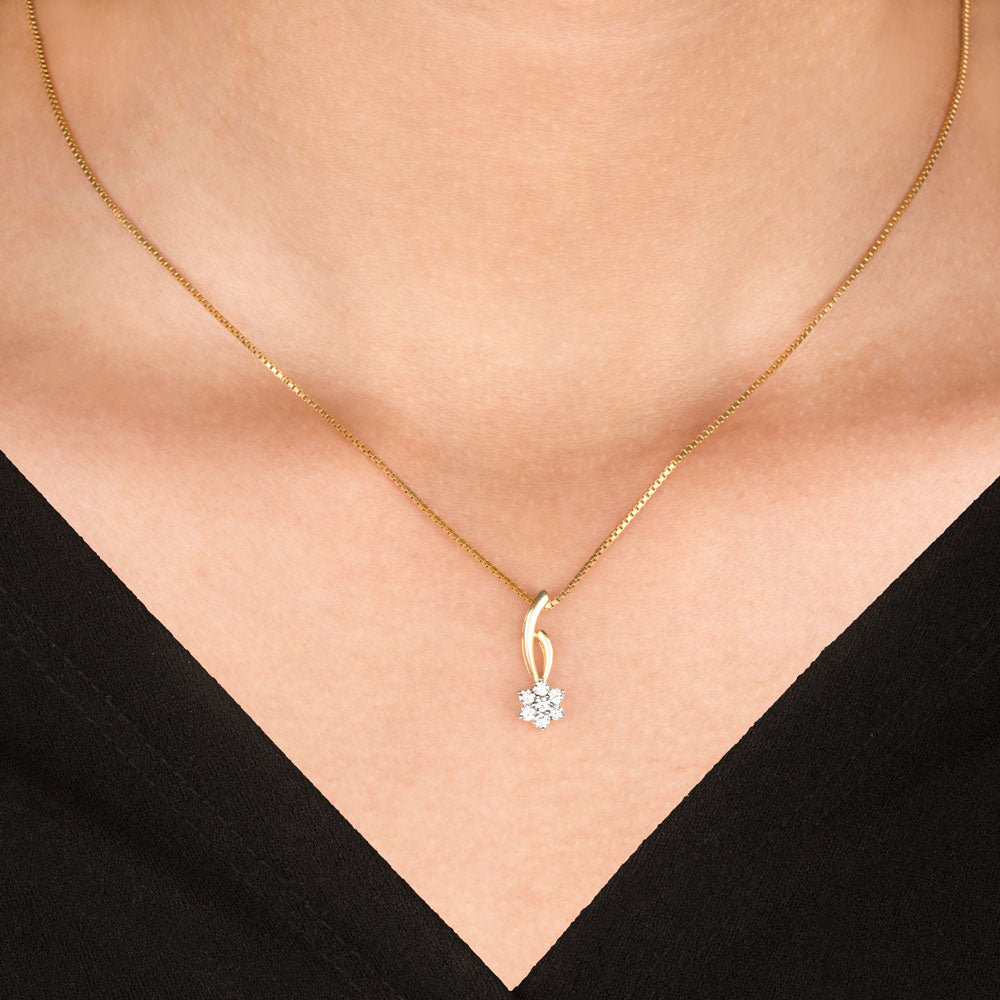 18K Yellow Gold Diamond Pendant - 0.2ct VVS-VS-GH