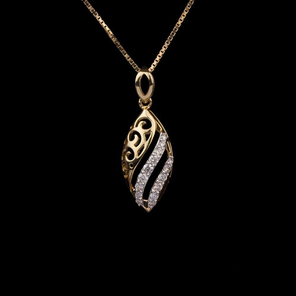 14K Yellow Gold Diamond Pendant - 0.19ct SI-IJ