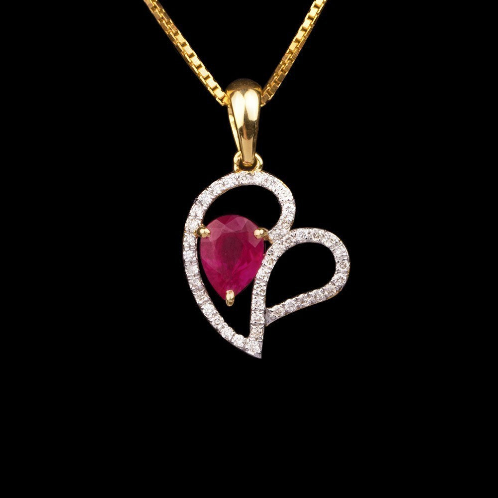 14K Yellow Gold Diamond Pendant - 0.16ct SI-IJ with Colour Stones