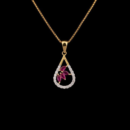 14K Yellow Gold Diamond Pendant - 0.22ct SI-GH with Colour Stones