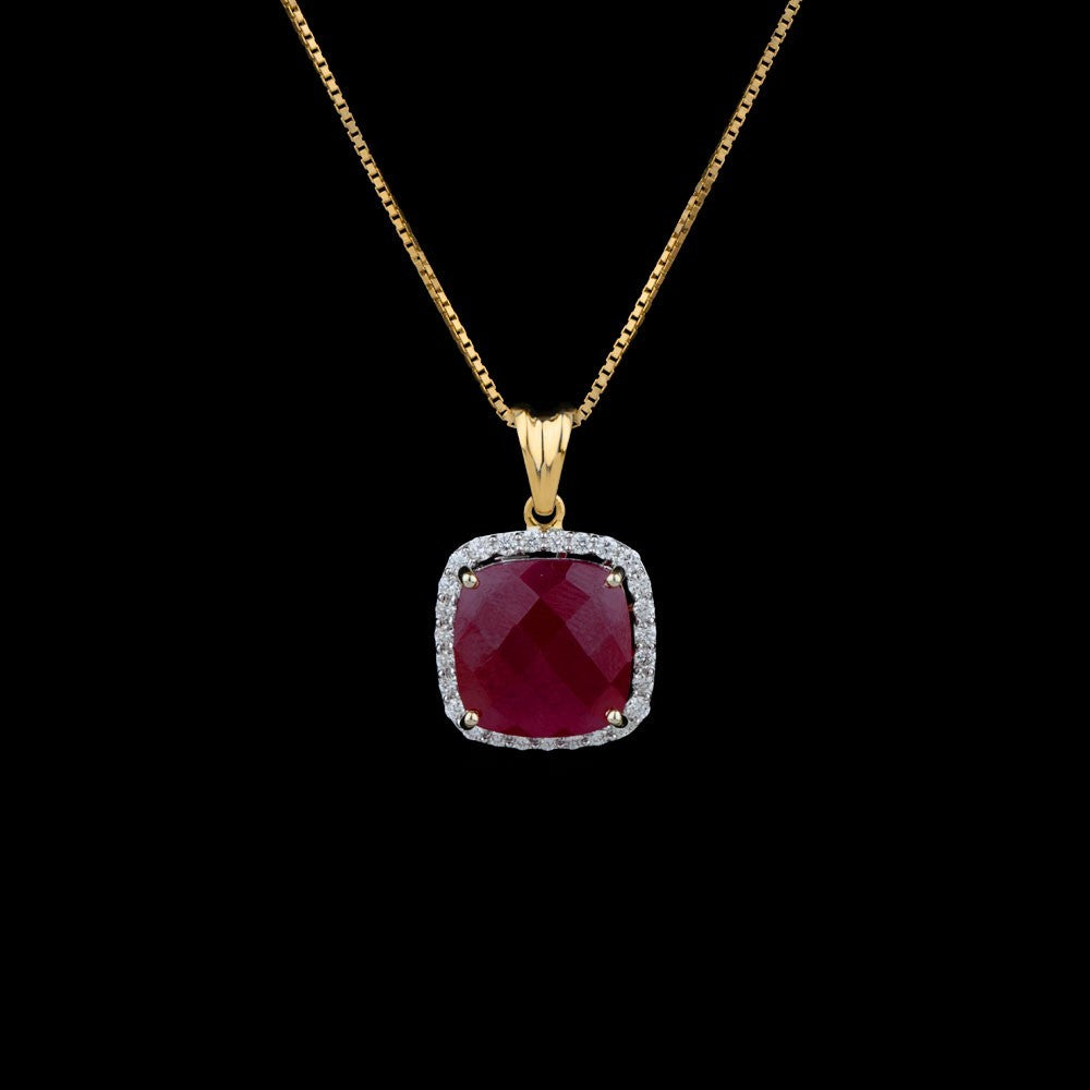 14K Yellow Gold Diamond Pendant - 0.37ct VS-GH with Colour Stones