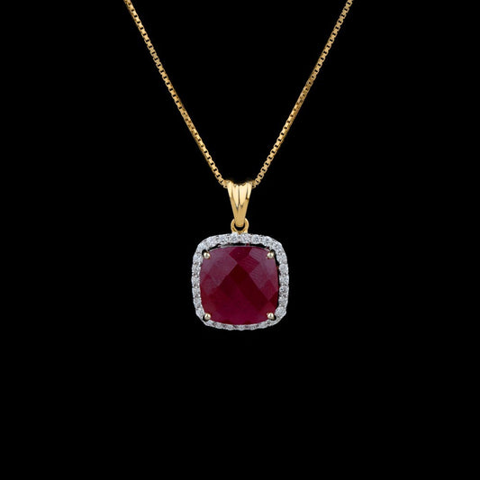 14K Yellow Gold Diamond Pendant - 0.37ct VS-GH with Colour Stones