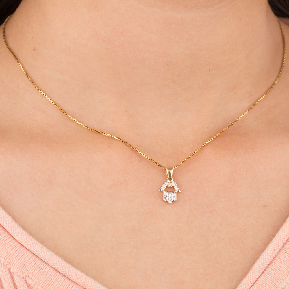 14K Yellow Gold Diamond Pendant - 0.12ct SI-IJ