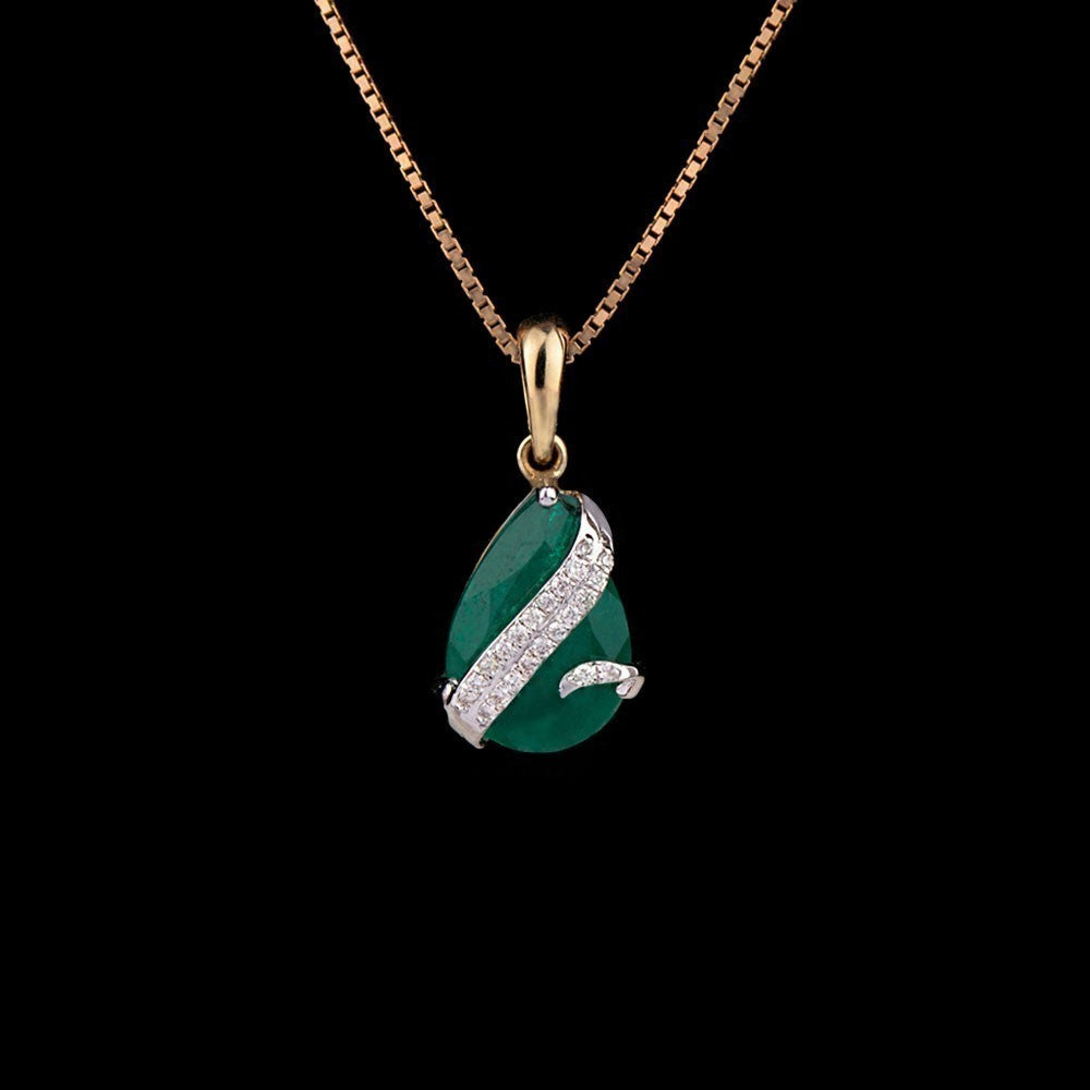 14K Yellow Gold Diamond Pendant - 0.09ct SI-IJ with Colour Stones