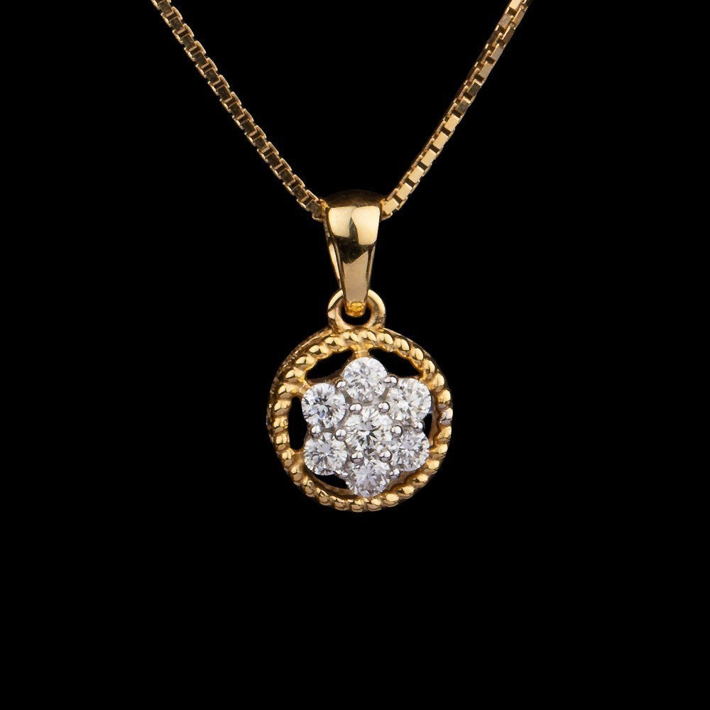 14K Yellow Gold Diamond Pendant - 0.17ct SI-IJ