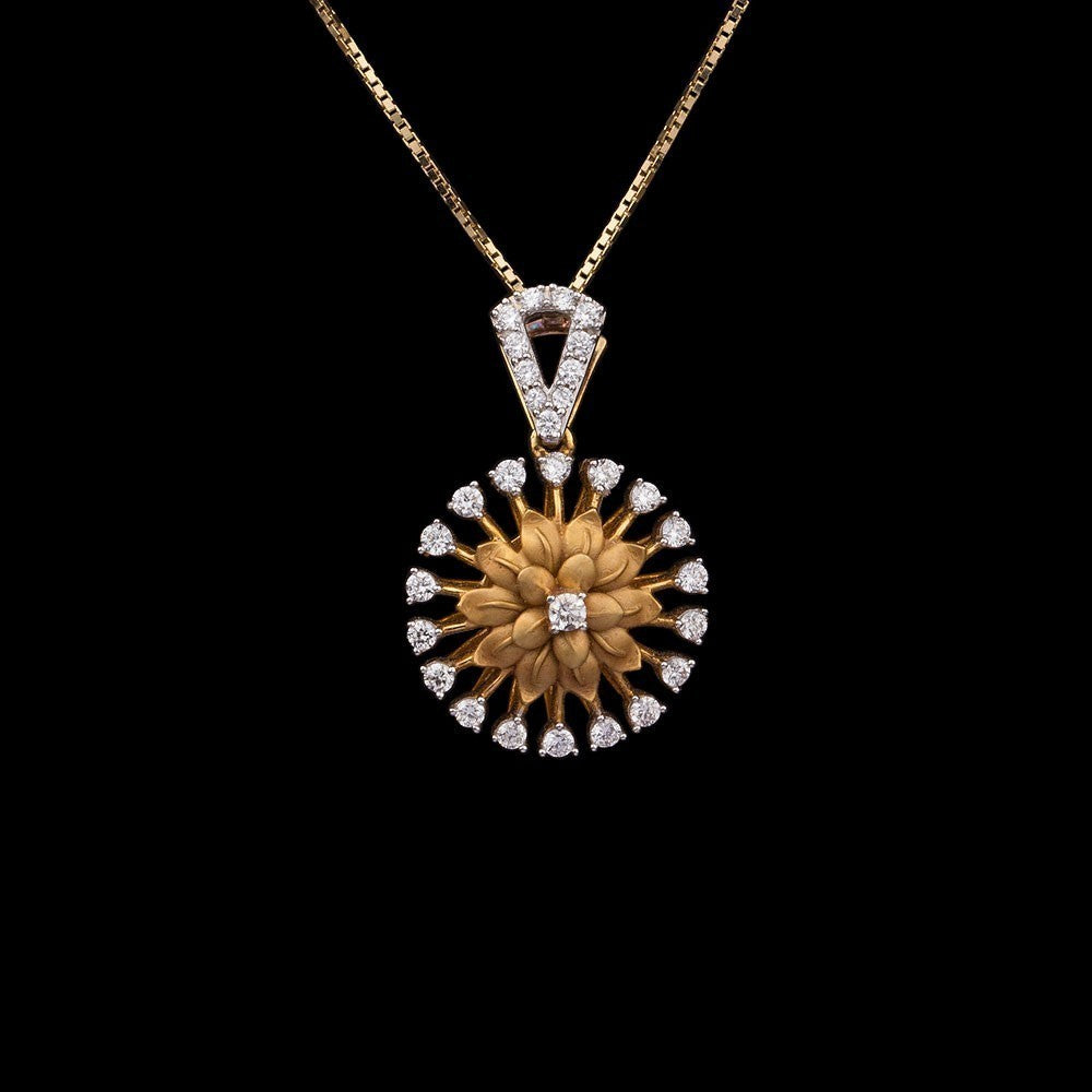 18K Yellow Gold Diamond Pendant - 0.34ct VS-GH