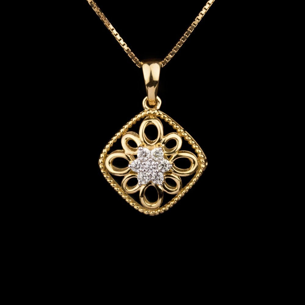 14K Yellow Gold Diamond Pendant - 0.14ct SI-IJ