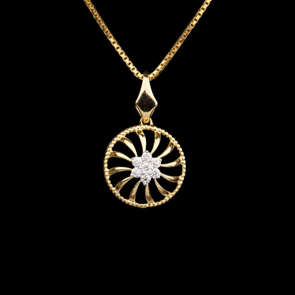 14K Yellow Gold Diamond Pendant - 0.12ct SI-IJ