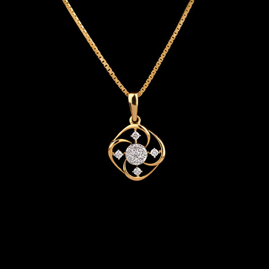 18K Yellow Gold Diamond Pendant - 0.194ct VVS-VS-GH