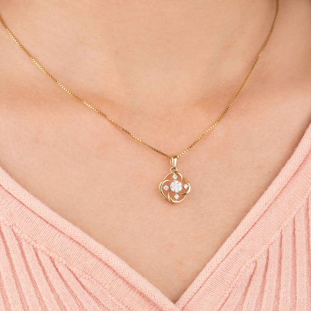 18K Yellow Gold Diamond Pendant - 0.194ct VVS-VS-GH