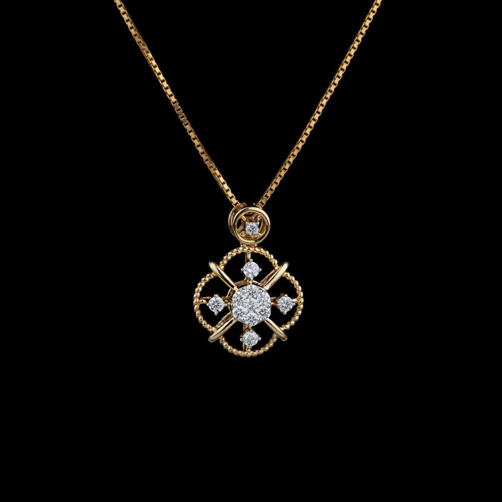 14K Yellow Gold Diamond Pendant - 0.3ct VVS-VS-GH