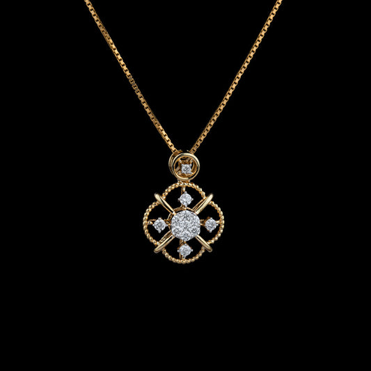 14K Yellow Gold Diamond Pendant - 0.3ct VVS-VS-GH
