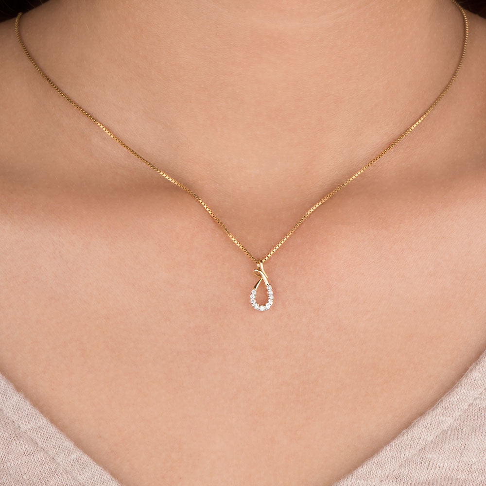 14K Yellow Gold Diamond Pendant - 0.1ct SI-GH