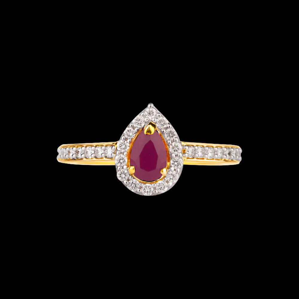 14K Yellow Gold Diamond Ring - 0.36ct SI-IJ with Colour Stones