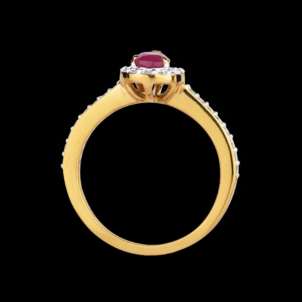 14K Yellow Gold Diamond Ring - 0.36ct SI-IJ with Colour Stones