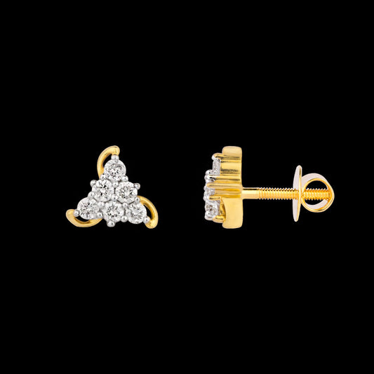18K Yellow Gold Diamond Earrings - 0.35ct VVS-VS-GH