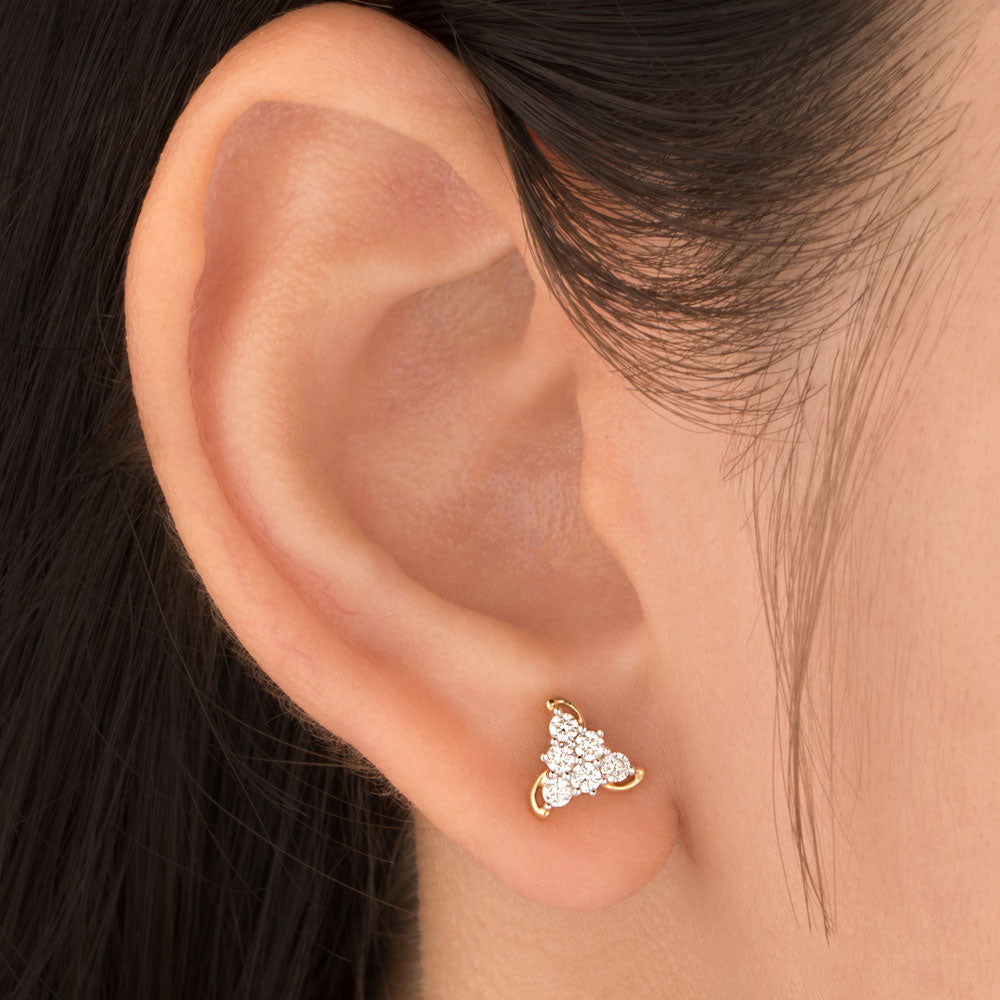 18K Yellow Gold Diamond Earrings - 0.35ct VVS-VS-GH