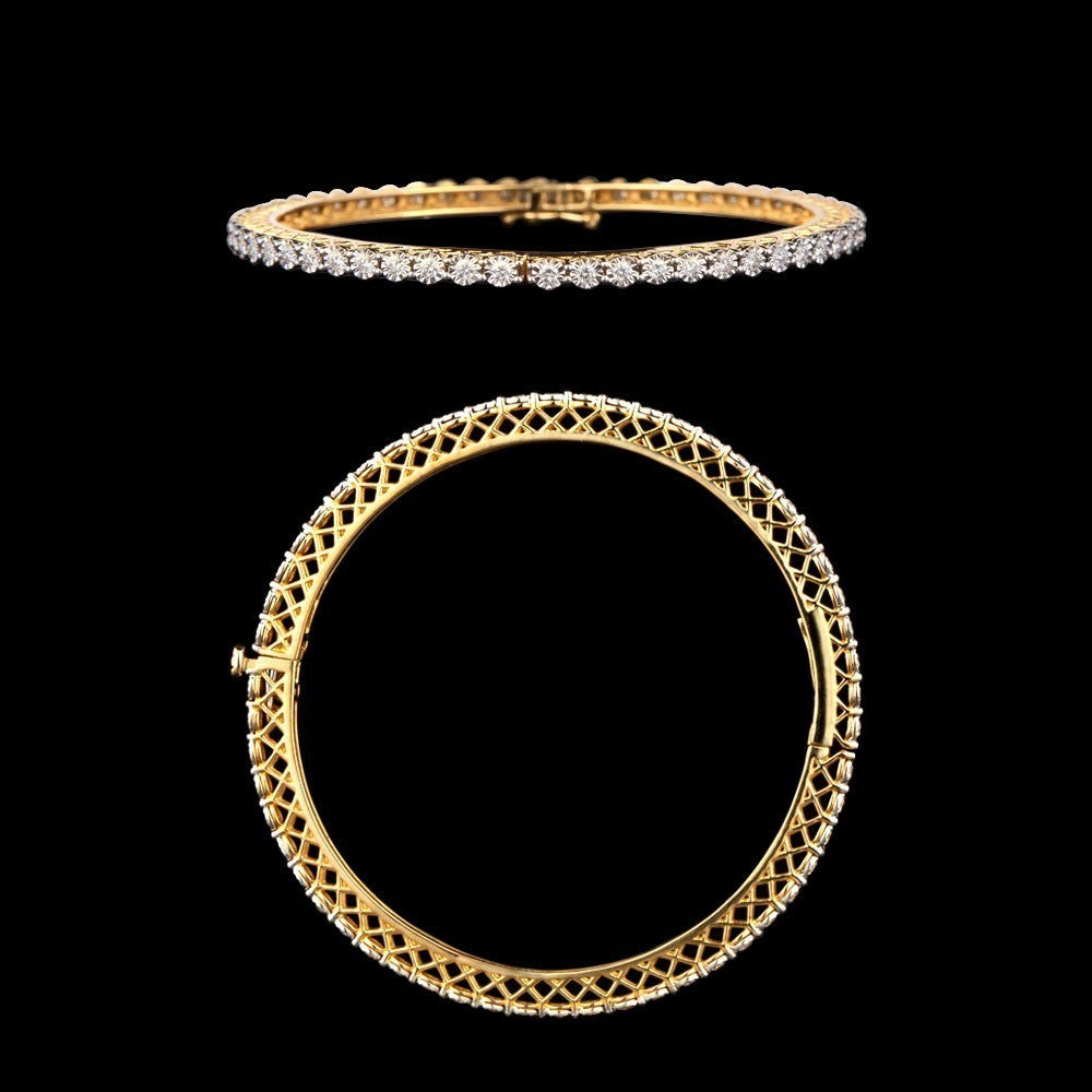 18K Yellow Gold Diamond Bangle - 1.58ct SI-GH