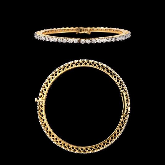 18K Yellow Gold Diamond Bangle - 1.58ct SI-GH
