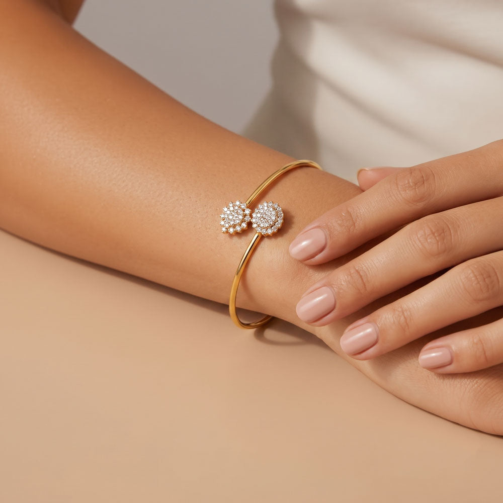 14K Yellow Gold Diamond Kada - 0.62ct SI-IJ