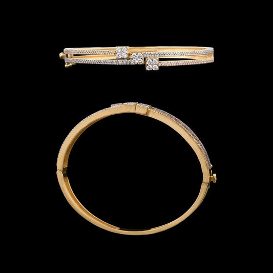 18K Yellow Gold Diamond Kada - 1.06ct VS-GH