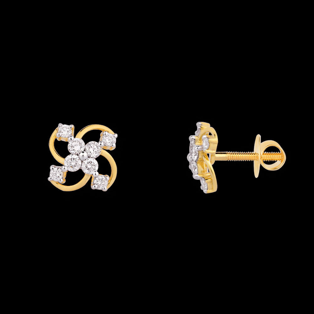 18K Yellow Gold Diamond Earrings - 0.45ct VS-GH