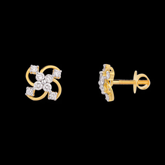 18K Yellow Gold Diamond Earrings - 0.45ct VS-GH