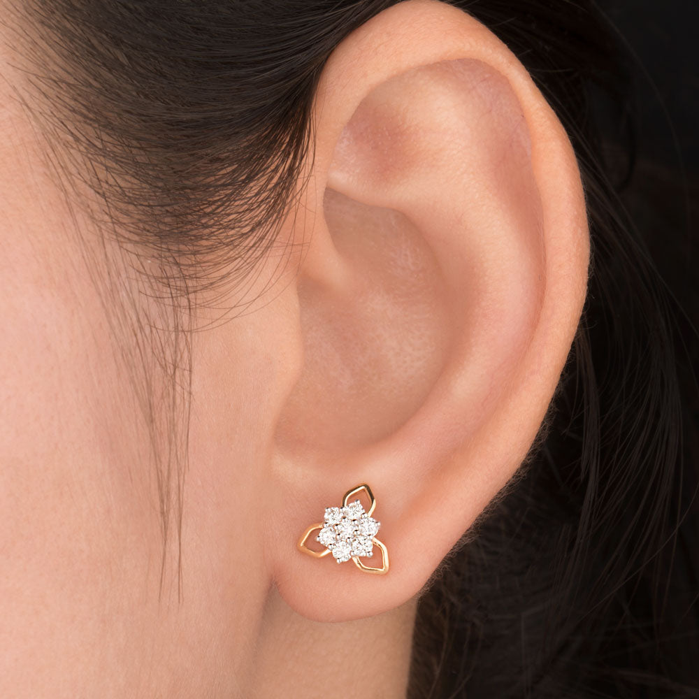 18K Yellow Gold Diamond Earrings - 0.41ct VVS-VS-GH