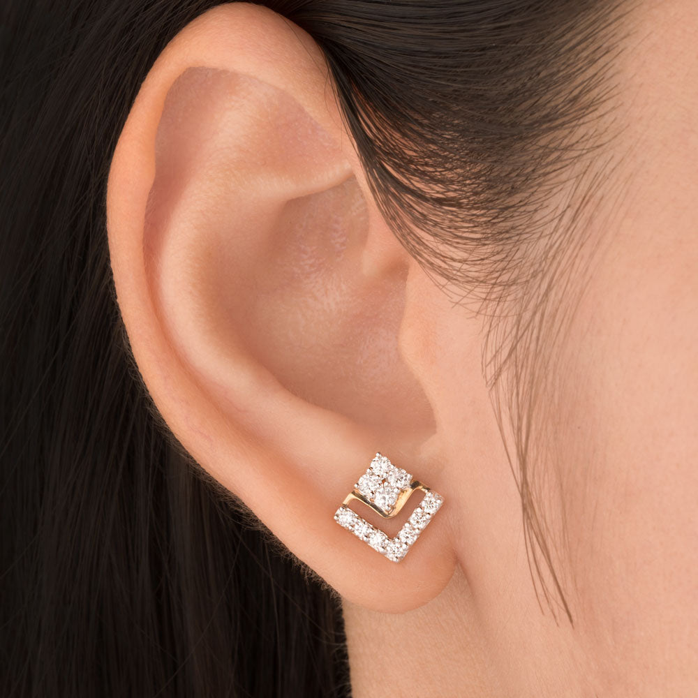 14K Yellow Gold Diamond Earrings - 0.46ct VS-GH