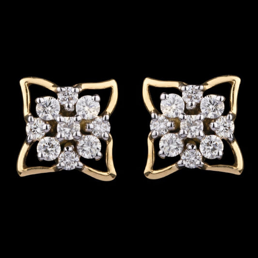 18K Yellow Gold Diamond Earrings - 0.33ct VVS-VS-GH