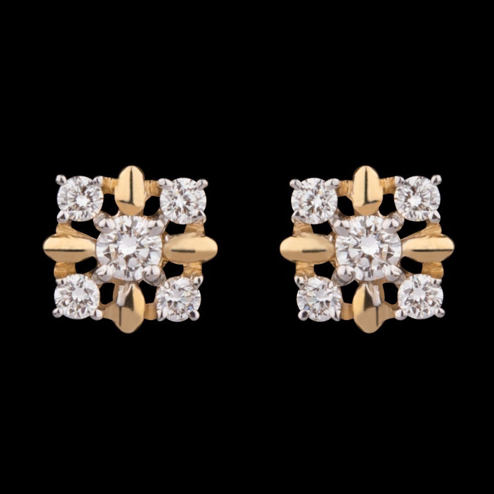 14K Yellow Gold Diamond Earrings - 0.14ct VVS-VS-GH