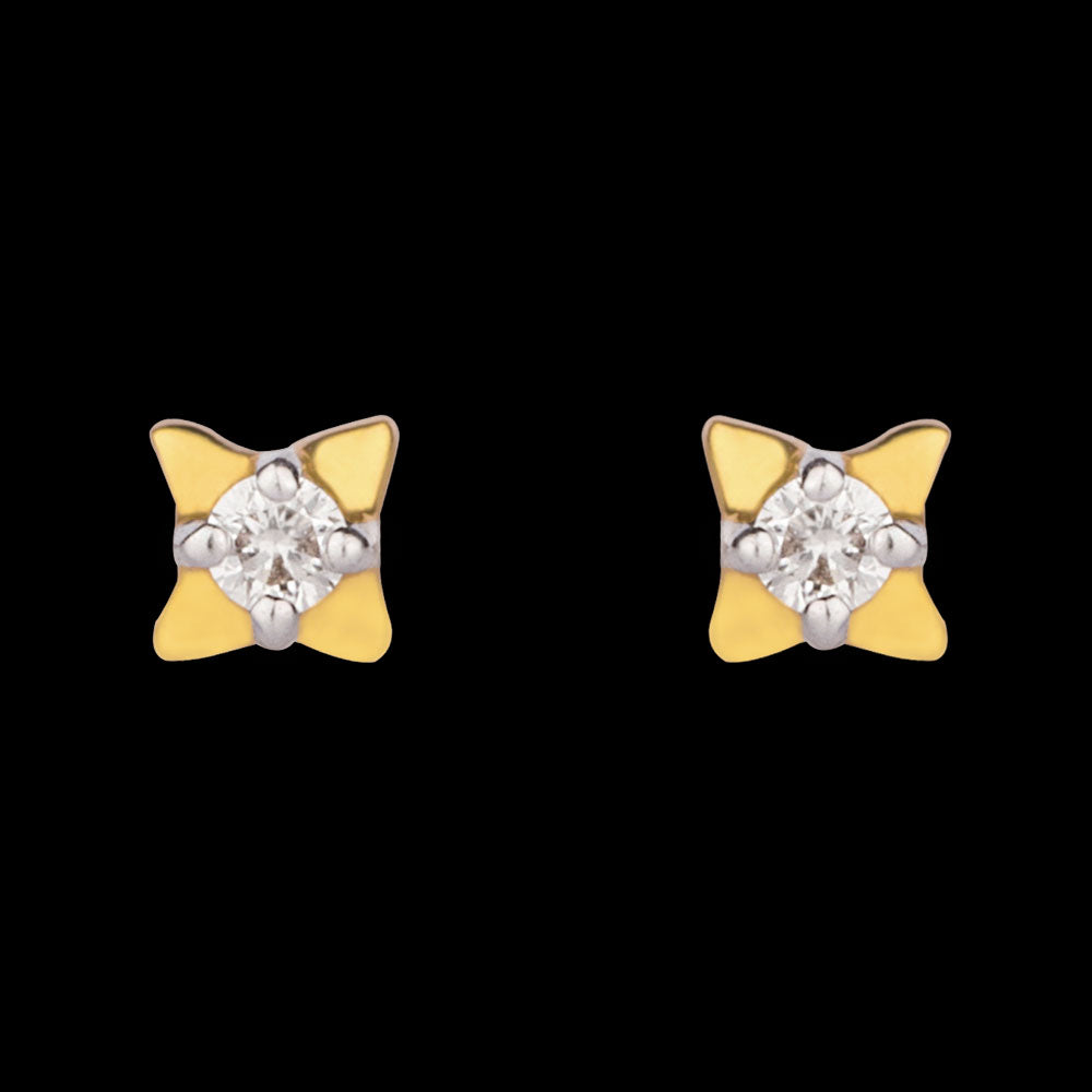 14K Yellow Gold Diamond Earrings - 0.04ct VS-GH
