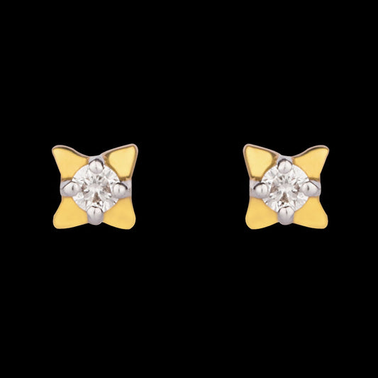 14K Yellow Gold Diamond Earrings - 0.04ct VS-GH