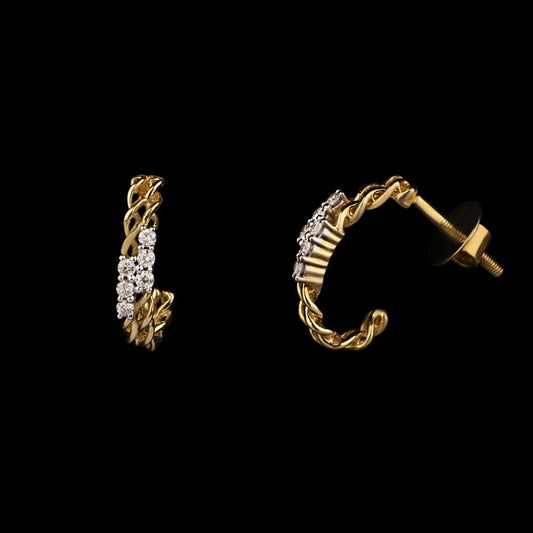 14K Yellow Gold Diamond Earrings - 0.19ct VVS-VS-GH